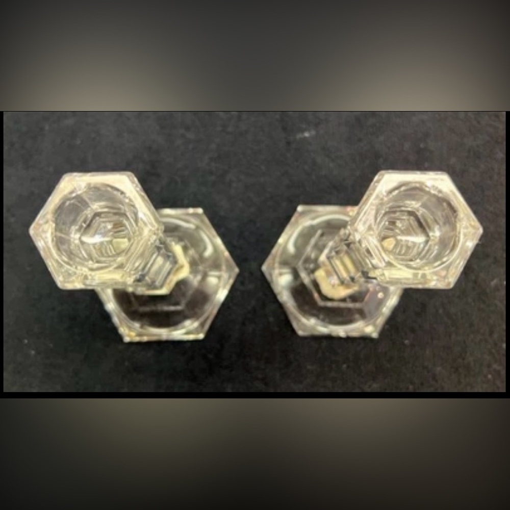 Mikasa Glass Taper Candle Holders Set Of 2 - Picture 4 of 8